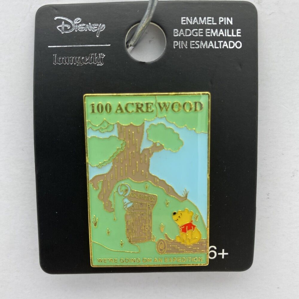 Disney Loungefly Pin Winnie the Pooh 100 Acre Wood Tourism Post Card Trading Pin